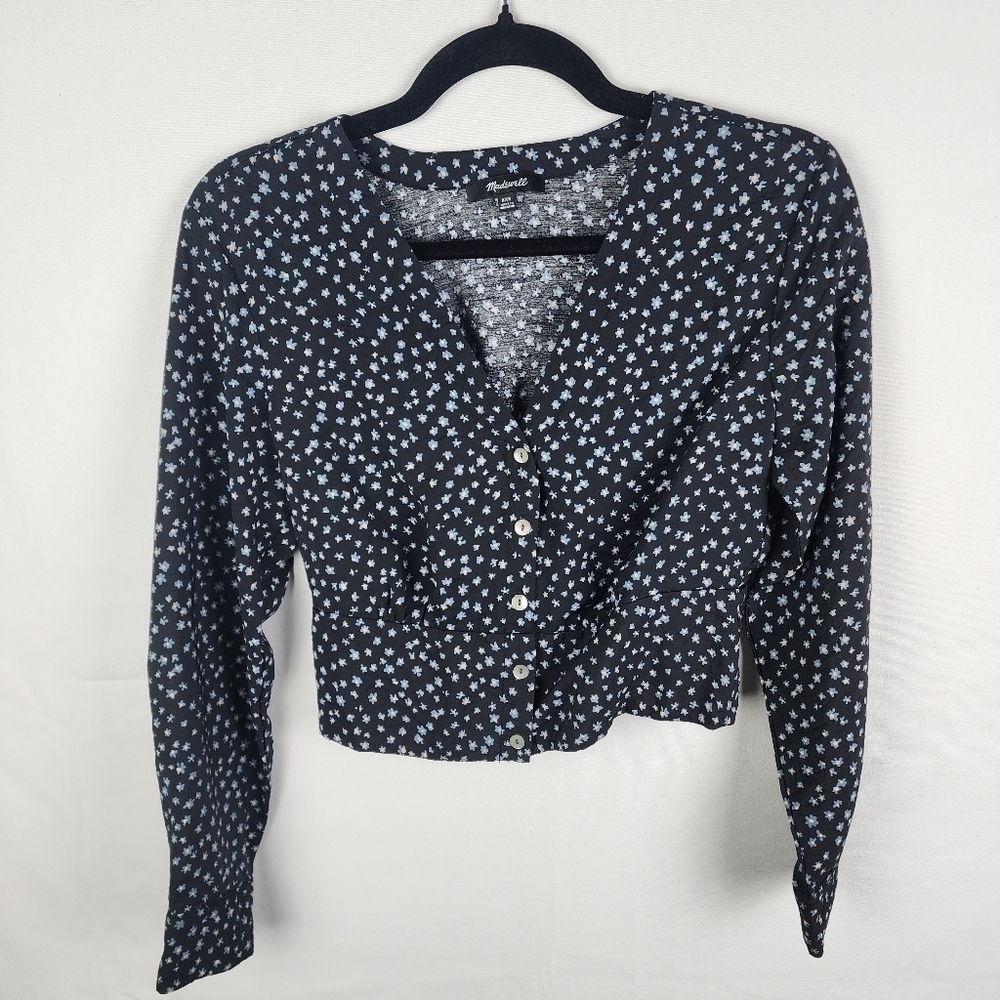 Madewell Rosalind‎ Floral Button Down Top Size XXS Cottagecore Peasant Peplum